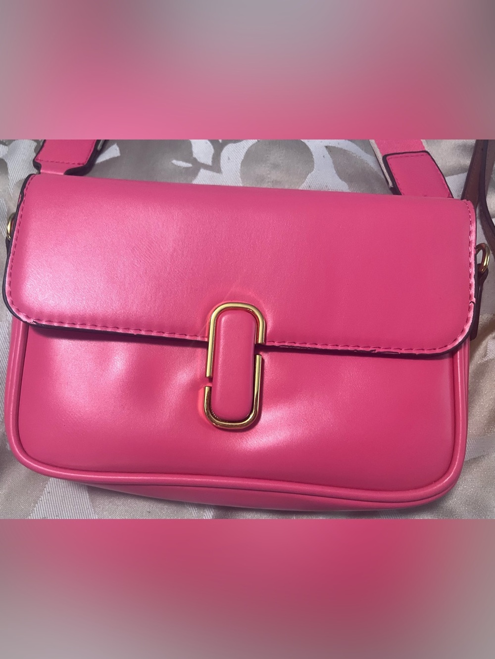 Hot Pink MJ Women’s Crossbody Bag with Gold Hardware